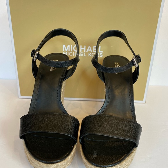 MICHAEL KORS JILL WEDGE LEATHER SANDAL SIZE:8.5 - Picture 4 of 12